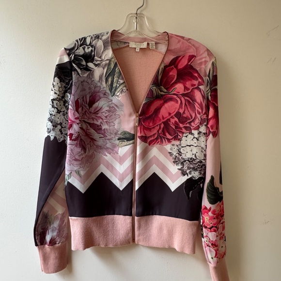 Ted Baker London Sweaters - Ted Baker Pakrom Palace Garden Floral Print Zip Cardigan / TB 2/ US 6